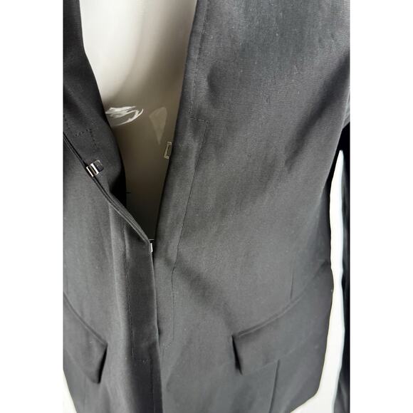 Lafayette 148 Blazer Jacket Womens Sz 12 Black Ruched Shoulder Hook Eye Closure - Picture 5 of 8